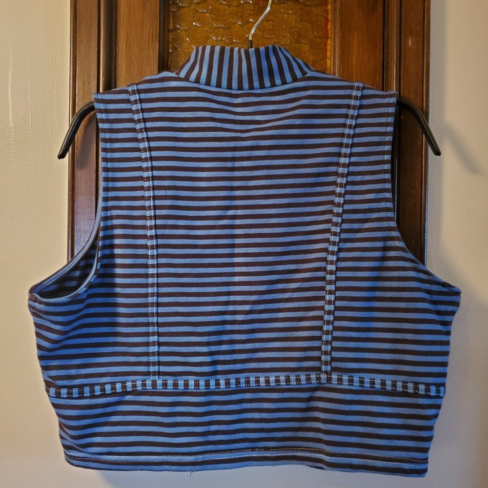 Fashion Brand Company Striped Blue and Brown Crop Top - Picture 3 of 6